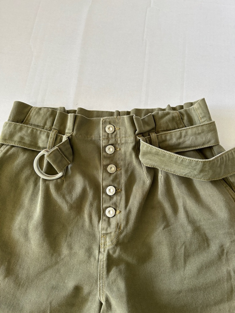 FREE PEOPLE WOMENS CINDY UTILITY OLIVE GREEN HIGH-RISE BUTTON FLY SHORTS SIZE 8 - Picture 4 of 10